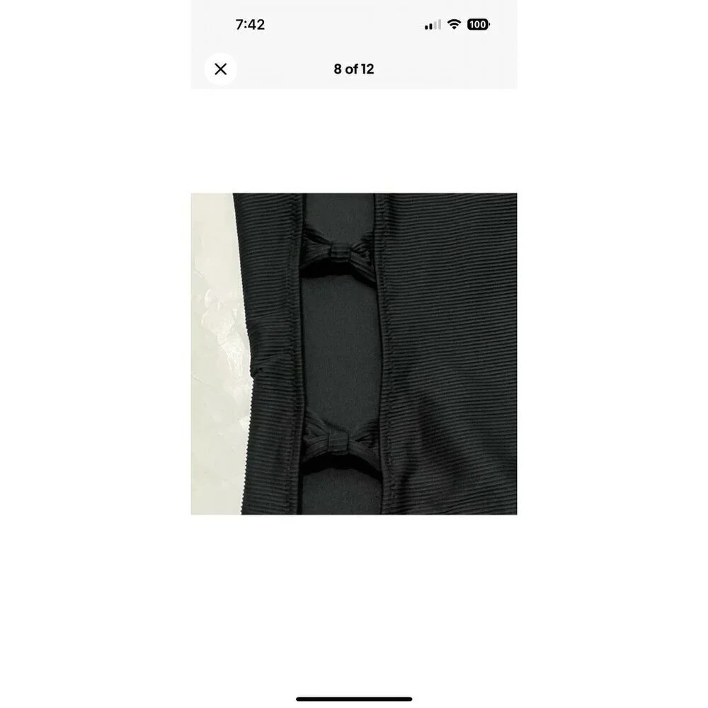 NWT J.Crew Ribbed Side Bow One Piece Swimsuit Black Size 24 Cruise Cutout